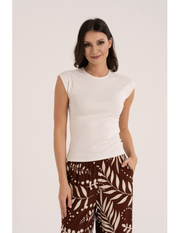 Bluzka damska prążkowana z krótkim rękawem cap sleeve