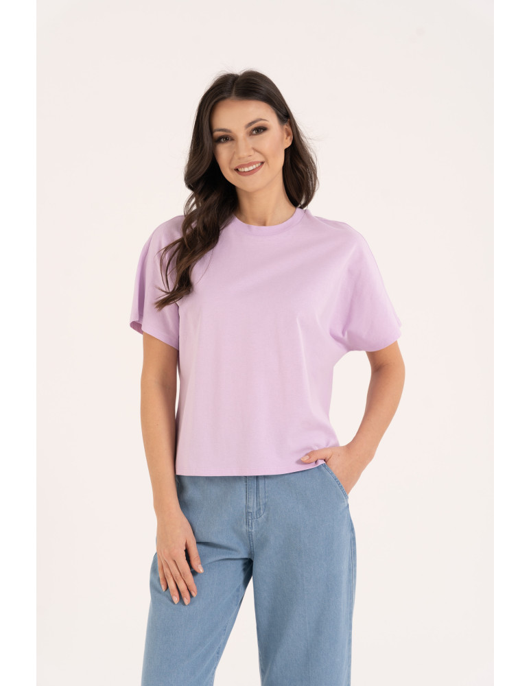 Nowości - Koszulka damska bawełniana z krótkim rękawem luźny krój RÓŻOWY - produkt moraj.pl 1