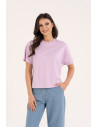 Koszulka damska bawełniana z krótkim rękawem luźny krój RÓŻOWY