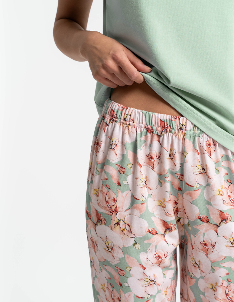 Krótki rękaw - Piżama damska z krótkim rękawem i 3/4 spodniami ZIELONY  - produkt moraj.pl 5