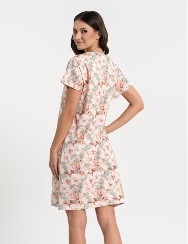 Koszula nocna damska bawełniana w kwiaty z elastanem  - produkt 2