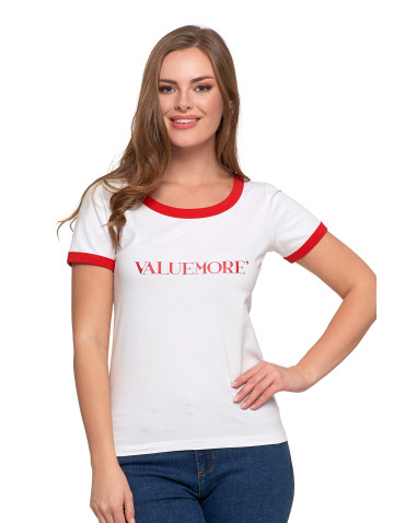 Koszulki i T-shirty - Koszulka damska t-shirt Slim Fit z napisami CZERWONY - produkt 1