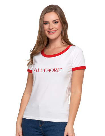 Koszulki i T-shirty - Koszulka damska t-shirt Slim Fit z napisami CZERWONY - produkt 12