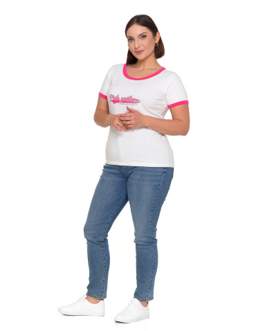 Koszulki i T-shirty - Koszulka damska t-shirt Slim Fit z napisami RÓŻOWY - produkt 4