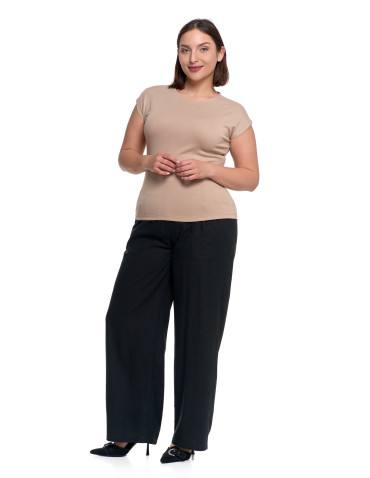 Bluzka damska prążkowana z krótkim rękawem cap sleeve