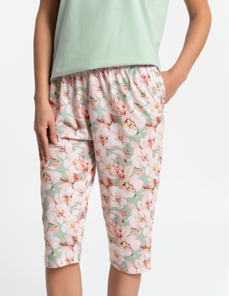 Krótki rękaw - Piżama damska z krótkim rękawem i 3/4 spodniami ZIELONY  - produkt moraj.pl 7