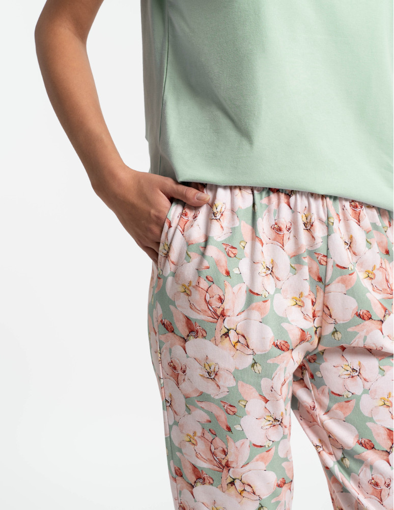 Krótki rękaw - Piżama damska z krótkim rękawem i 3/4 spodniami ZIELONY  - produkt moraj.pl 8