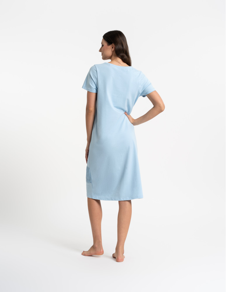 Koszule nocne - Koszula nocna damska z koronką NIEBIESKI  - produkt moraj.pl 8