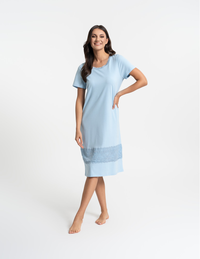 Koszule nocne - Koszula nocna damska z koronką NIEBIESKI  - produkt moraj.pl 9