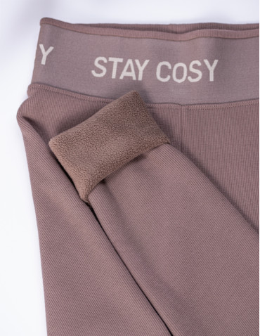 Legginsy damskie - Legginsy damskie ocieplane w prążek wysoki stan MOKKA - produkt 7