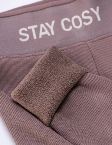 Legginsy damskie - Legginsy damskie ocieplane w prążek wysoki stan MOKKA - produkt 8