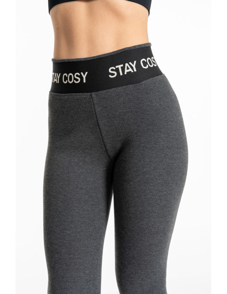 Legginsy damskie - Legginsy damskie ocieplane w prążek wysoki stan GRAFIT  - produkt moraj.pl 10