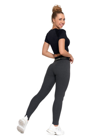 Legginsy damskie - Legginsy damskie ocieplane w prążek wysoki stan GRAFIT - produkt 11