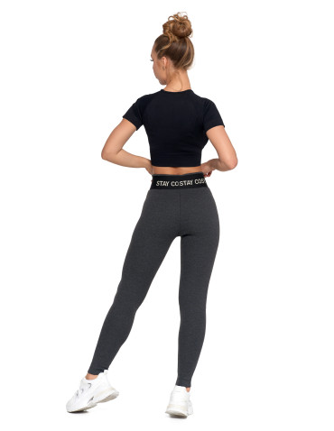 Legginsy damskie - Legginsy damskie ocieplane w prążek wysoki stan GRAFIT - produkt 12