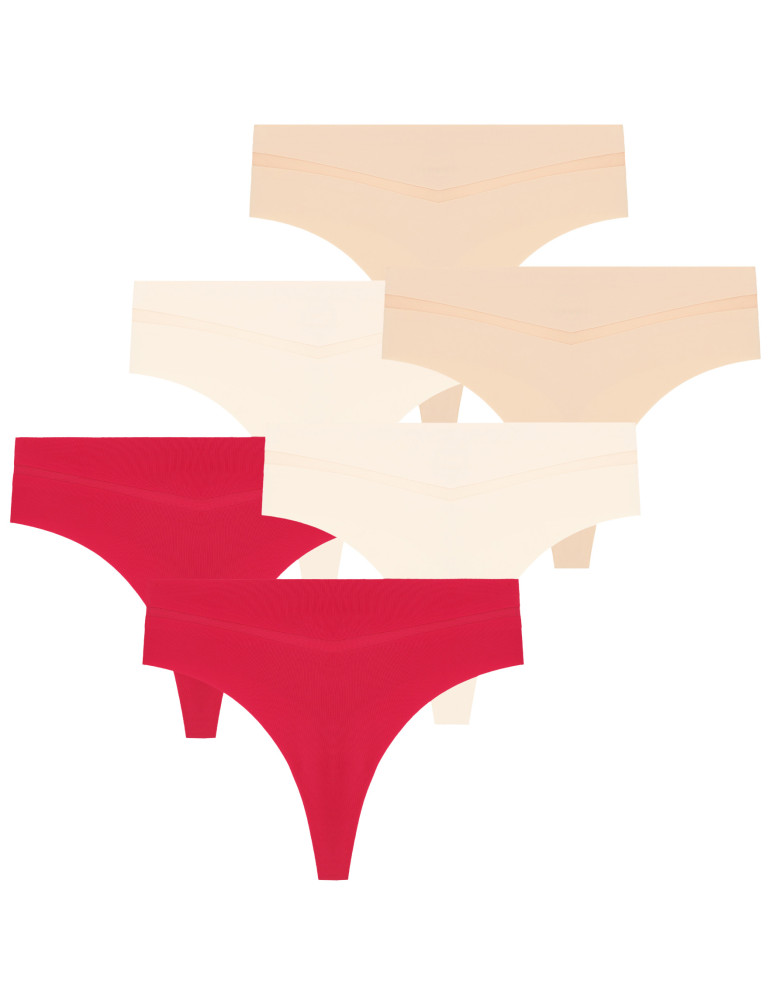 Majtki damskie brazyliany bezszwowe 6-pak WIELOKOLOROWY