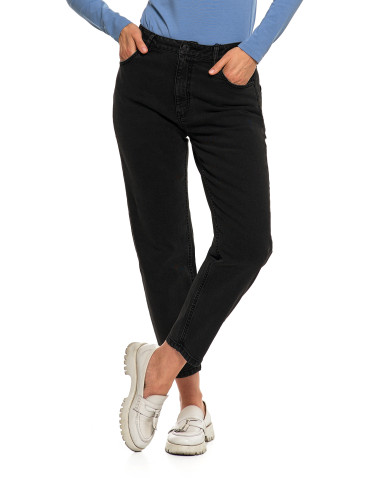 Spodnie damskie - Damskie spodnie jeansowe mom fit CZARNY - produkt 3