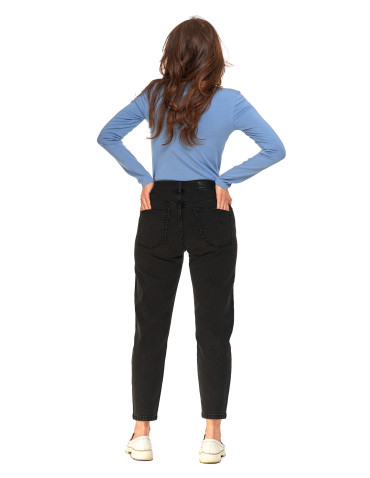Spodnie damskie - Damskie spodnie jeansowe mom fit CZARNY - produkt 4