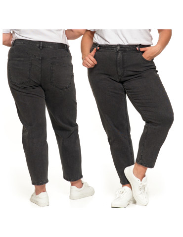 Spodnie damskie - Damskie spodnie jeansowe mom fit CZARNY - produkt 5