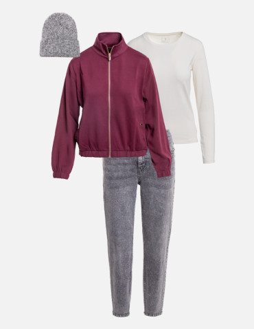 Spodnie damskie - Damskie spodnie jeansowe mom fit SZARY - produkt 3