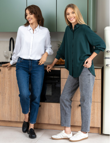 Spodnie damskie - Damskie spodnie jeansowe mom fit SZARY - produkt 5