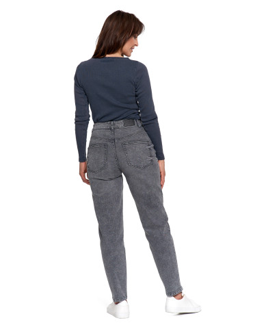 Spodnie damskie - Damskie spodnie jeansowe mom fit SZARY - produkt 8