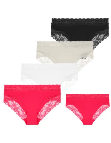 Damskie majtki figi bikini bawełniane z koronką 4-pak