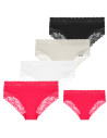 Damskie majtki figi bikini bawełniane z koronką 4-pak WIELOKOLOROWY