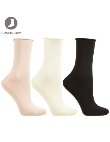 Skarpetki długie - Skarpetki damskie bawełniane gładkie bezuciskowe WIELOKOLOROWY - produkt 5