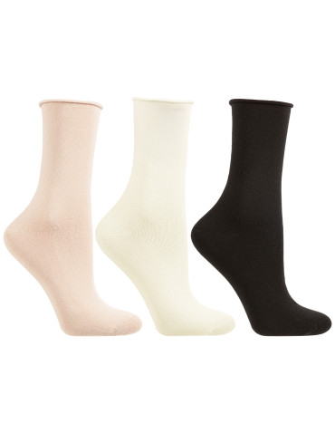 Skarpetki damskie bawełniane gładkie bezuciskowe - WIELOKOLOROWY