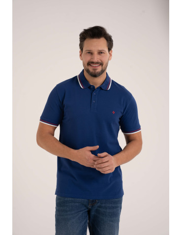 Męska koszulka polo z kolorowym paskiem na kołnierzu