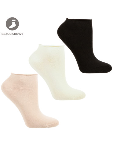 Za kostkę - Skarpetki damskie bezuciskowe gładkie bawełniane WIELOKOLOROWY - produkt 5