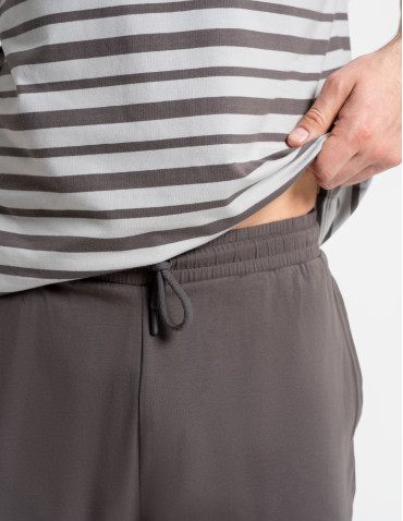 Piżamy z krótkim rękawem - Męska piżama z krótkim rękawem w paski i spodenkami WZÓR 1 - produkt 8