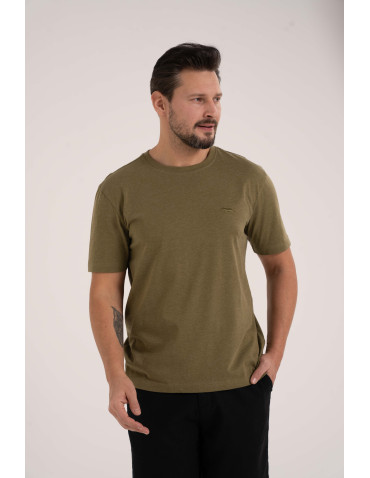 Nowości - Męska koszulka z krótkim rękawem z efektem peach touch ZIELONY - produkt 1