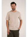 Koszulka męska t-shirt z bawełny czesanej BEŻOWY