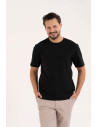 Koszulka męska t-shirt z bawełny czesanej CZARNY