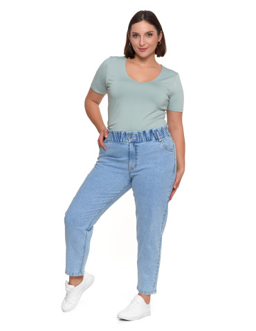 Spodnie damskie jeansy paperbag z wysokim stanem  - produkt 2