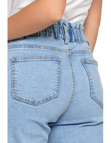 Spodnie damskie - Spodnie damskie jeansy paperbag z wysokim stanem JASNY NIEBIESKI  - produkt 3