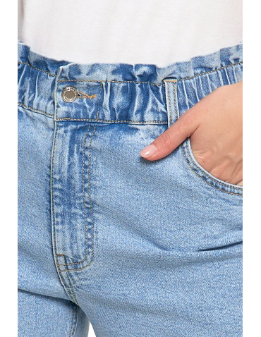 Spodnie damskie - Spodnie damskie jeansy paperbag z wysokim stanem JASNY NIEBIESKI  - produkt 4