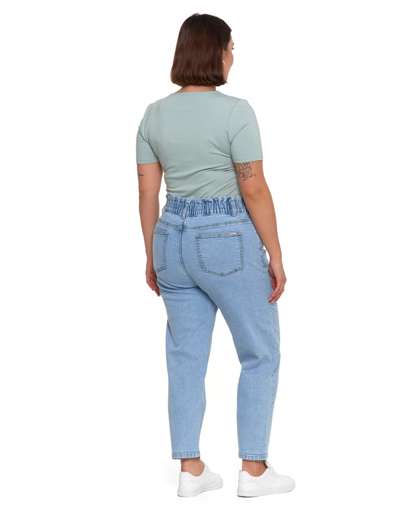 Spodnie damskie - Spodnie damskie jeansy paperbag z wysokim stanem JASNY NIEBIESKI   - produkt moraj.pl 8