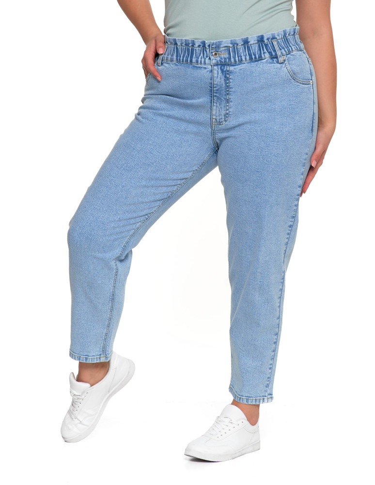 Spodnie damskie - Spodnie damskie jeansy paperbag z wysokim stanem JASNY NIEBIESKI   - produkt moraj.pl 11