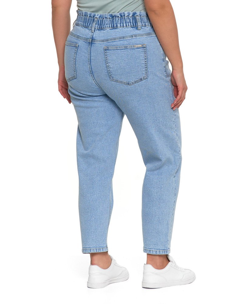 Spodnie damskie - Spodnie damskie jeansy paperbag z wysokim stanem JASNY NIEBIESKI   - produkt moraj.pl 12