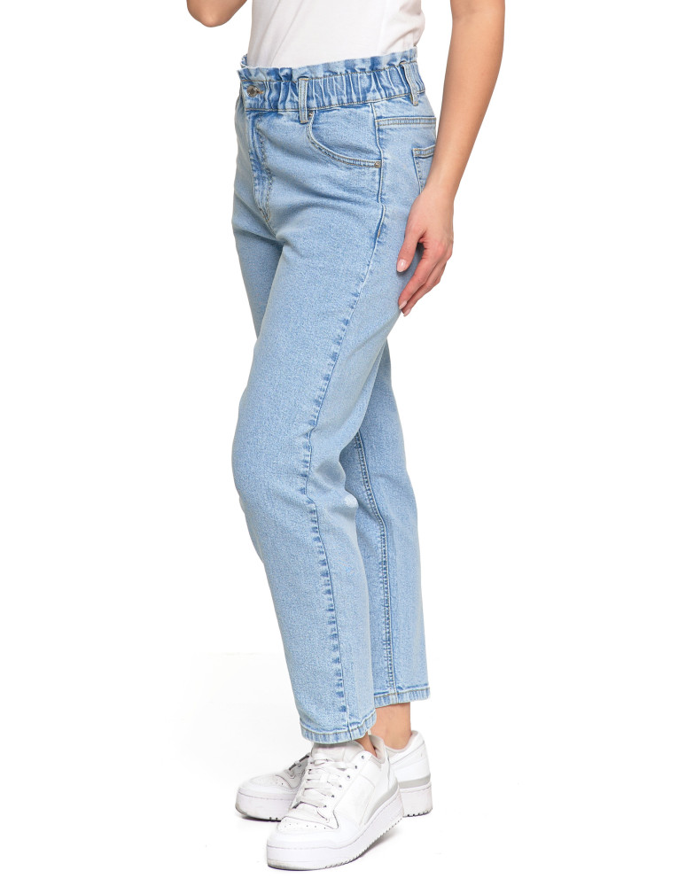 Spodnie damskie - Spodnie damskie jeansy paperbag z wysokim stanem JASNY NIEBIESKI   - produkt moraj.pl 20