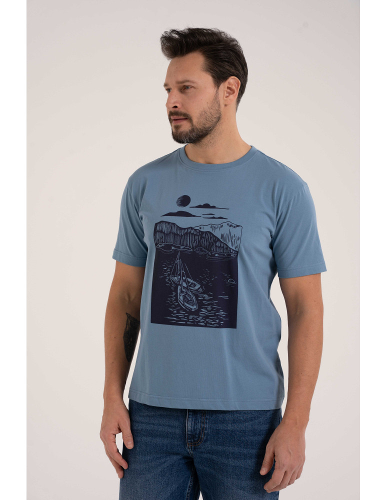 Koszulki i Tank Topy - T-shirt męski koszulka z motywem żeglarskim NIEBIESKI - produkt moraj.pl 1