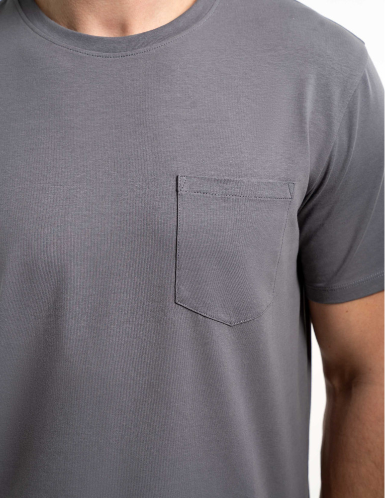 Piżamy z krótkim rękawem - Męska piżama z krótkim rękawem bawełniana z kieszeniami GRAFIT - produkt moraj.pl 5