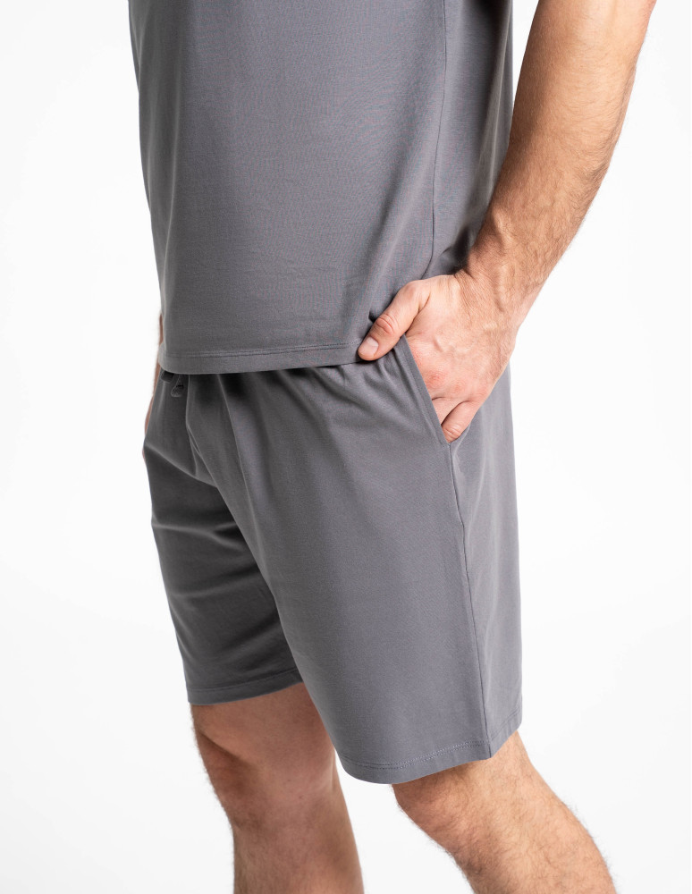 Piżamy z krótkim rękawem - Męska piżama z krótkim rękawem bawełniana z kieszeniami GRAFIT - produkt moraj.pl 8