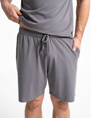 Piżamy z krótkim rękawem - Męska piżama z krótkim rękawem bawełniana z kieszeniami GRAFIT - produkt 9