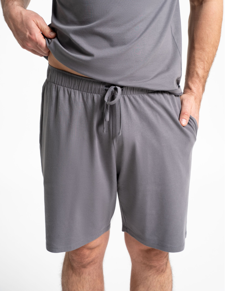 Piżamy z krótkim rękawem - Męska piżama z krótkim rękawem bawełniana z kieszeniami GRAFIT - produkt moraj.pl 9