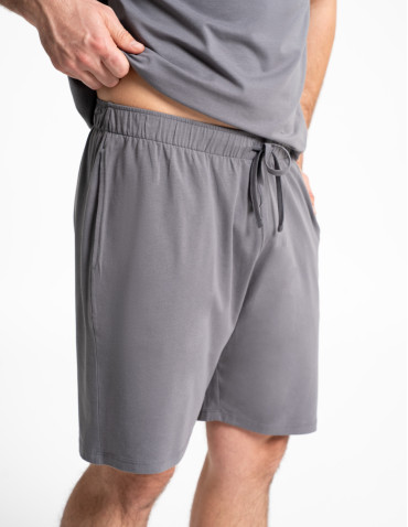 Piżamy z krótkim rękawem - Męska piżama z krótkim rękawem bawełniana z kieszeniami GRAFIT - produkt 10