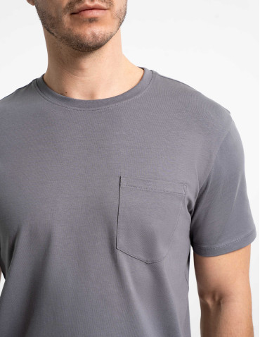 Piżamy z krótkim rękawem - Męska piżama z krótkim rękawem bawełniana z kieszeniami GRAFIT - produkt 13