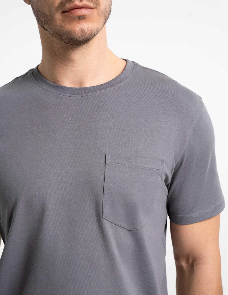 Piżamy z krótkim rękawem - Męska piżama z krótkim rękawem bawełniana z kieszeniami GRAFIT - produkt moraj.pl 13